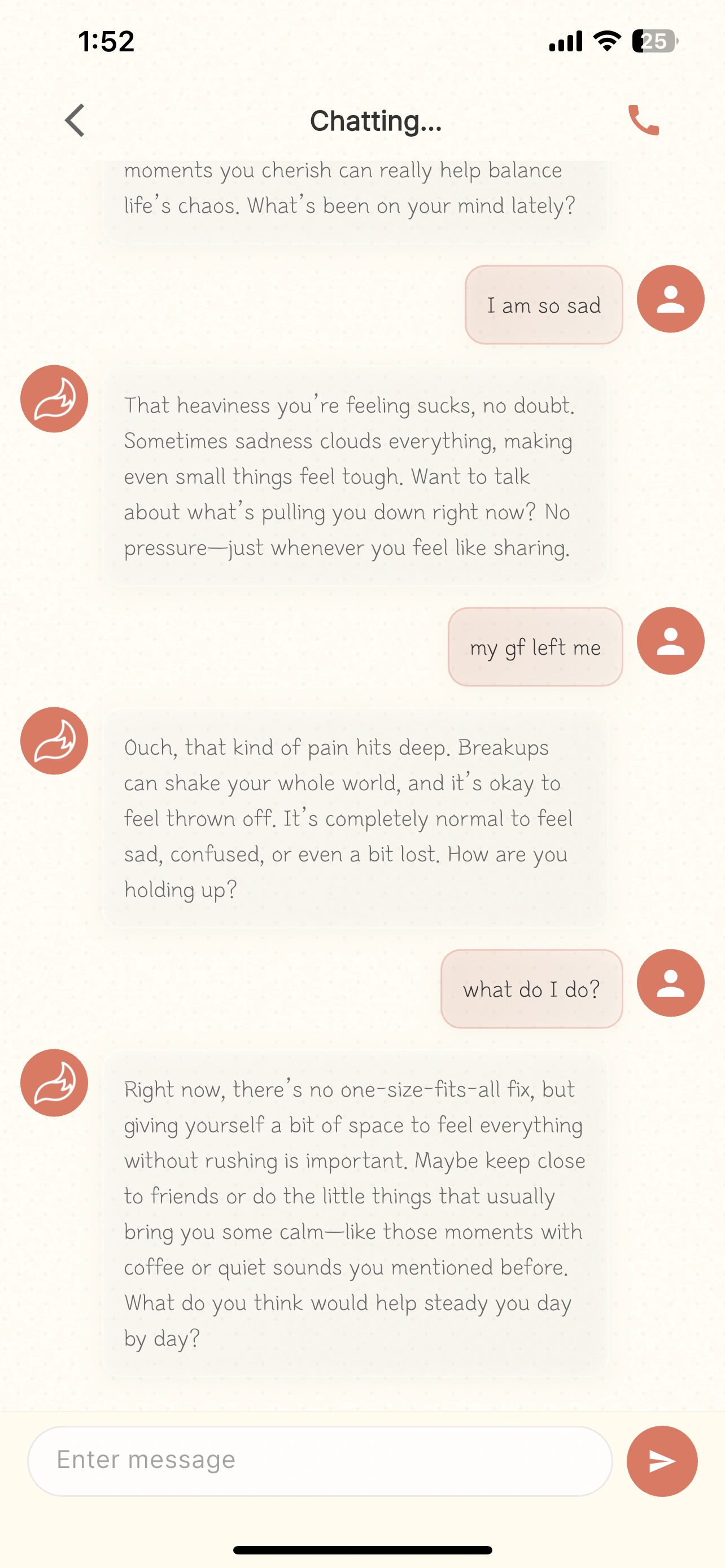 Callog AI chat diary conversation screen