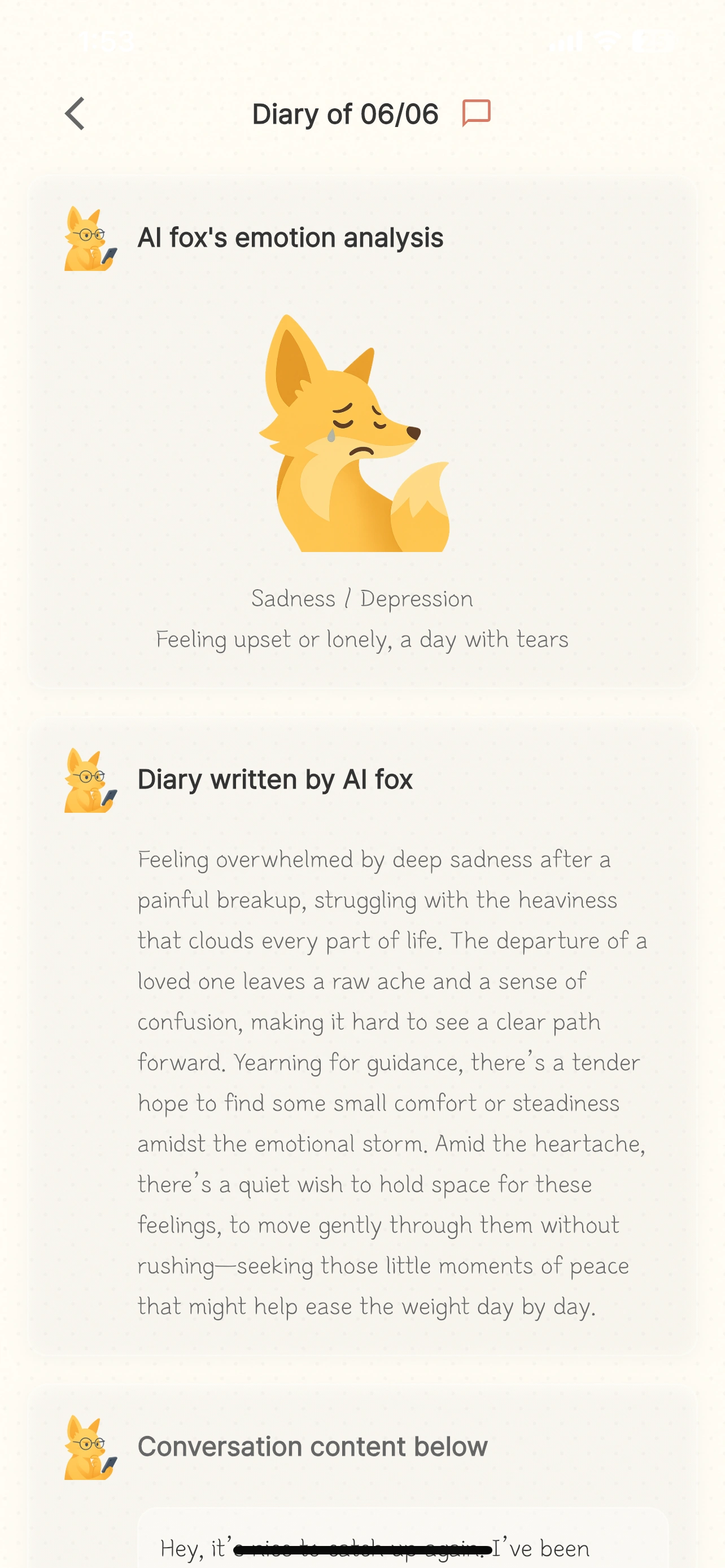Callog AI diary automatic summary screen